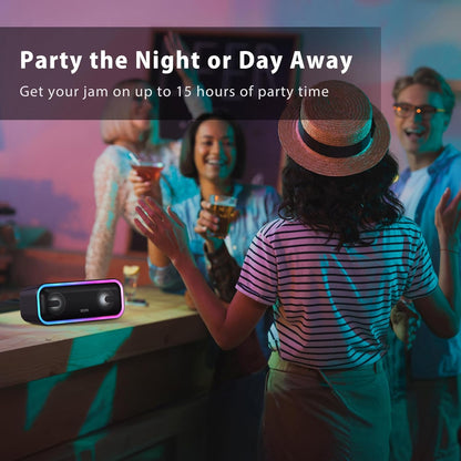 Soundbox Pro+ Bluetooth Speaker with 24W Stereo Sound, Extra Bass, IPX6 Waterproof, 15H Playtime, Wireless Stereo Pairing, Multi-Colors Light, Portable Speaker for Outdoor, Home, Party, Beach