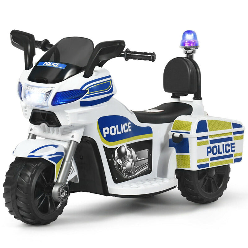 6V 3-Wheel Kids Police Ride on Motorcycle with Backrest