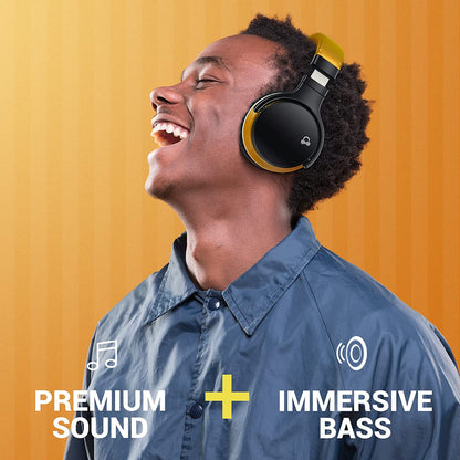 E7 Active Noise Cancelling Headphones Bluetooth Headphones Wireless Headphones over Ear with Microphone Deep Bass, Comfortable Protein Earpads, 30 Hours Playtime for Travel/Work, Yellow